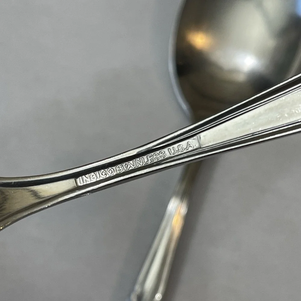 2 Insico International Silver Stainless Serving Spoon Victorian Charm Embassador